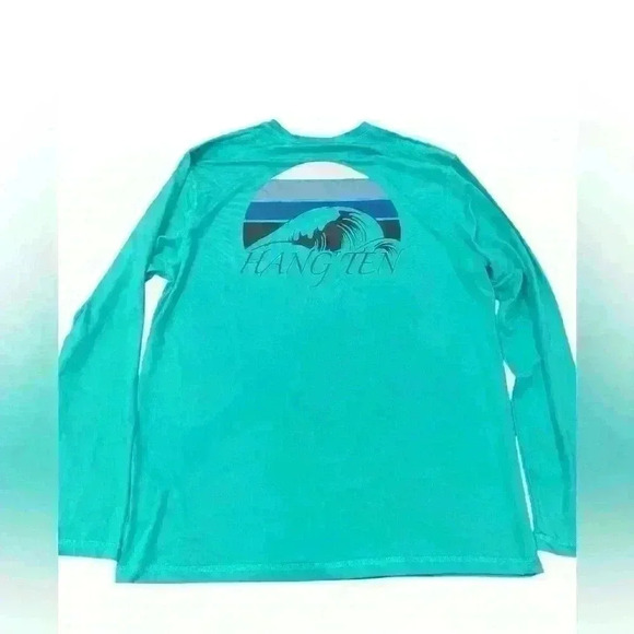 Hang Ten Men's Tidal Long Sleeve Sun Tee UPF 50+ Soft Feel Stretch Green Size M - Picture 2 of 3